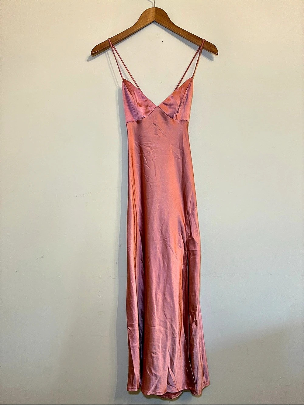 Hello Molly 78437 Satin-Look Maxi Dress in Pink Size Small NWT